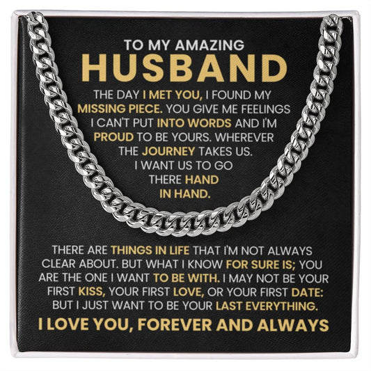 To My Husband Cuban Link Chain – Anniversary & Valentine’s Day Gift from Wife - Personalize Memories