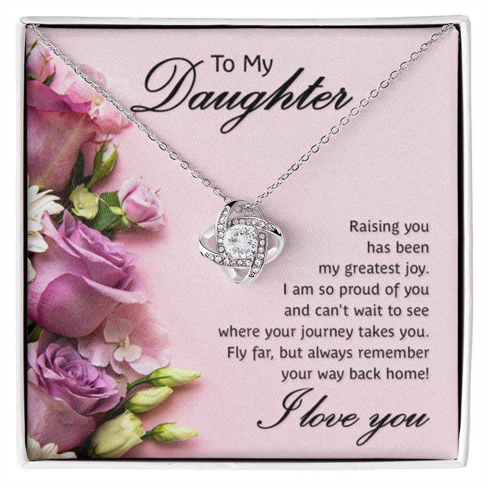 To My Daughter Necklace – Perfect Daughter Gift for Graduation & Birthday – Love Knot Necklace - Personalize Memories
