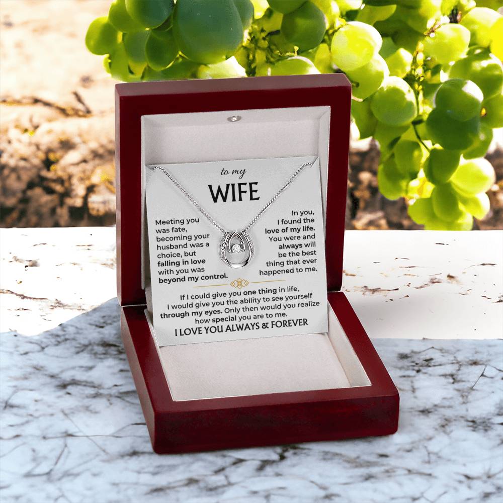 To My Wife Necklace - Meaningful Jewelry Gift from Husband for Valentine’s Day & Anniversary -  Lucky In Love Necklace - Personalize Memories