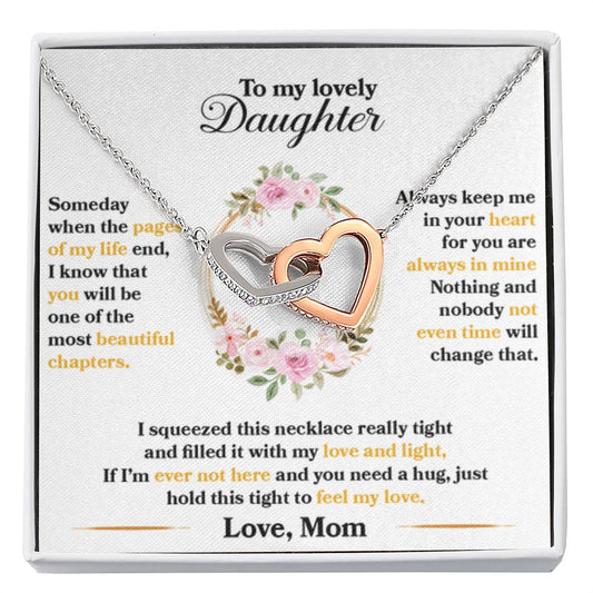 To My Daughter Necklace – Daughter Necklace for Graduation & Birthday Events from Mom – Interlocking Hearts Necklace - Personalize Memories