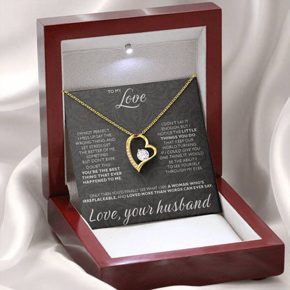 To My Wife Necklace - Romantic Birthday Jewelry Gift from Husband for Valentine’s Day & Long Lasting Memories - Forever Love Necklace - Personalize Memories