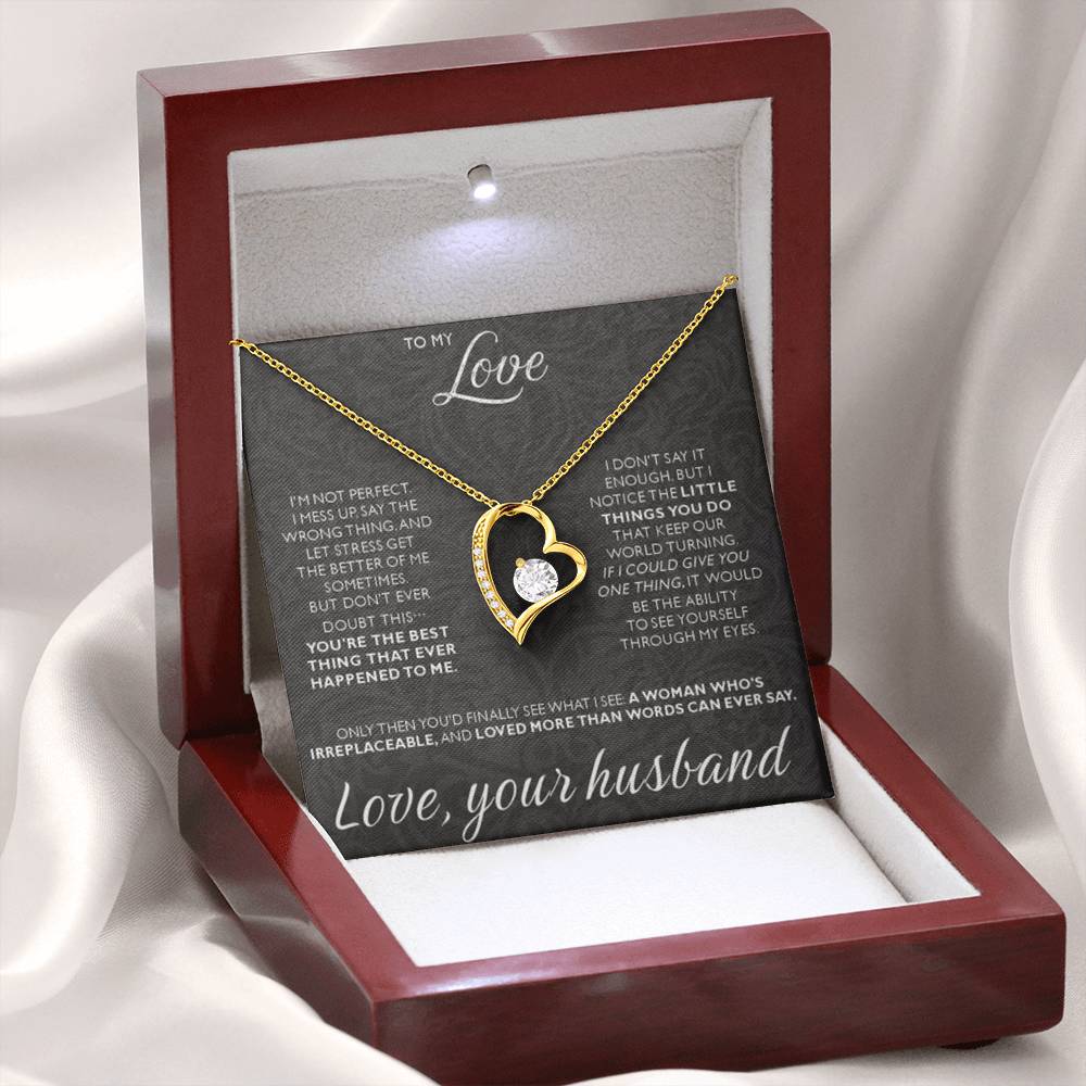 To My Wife Necklace - Romantic Birthday Jewelry Gift from Husband for Valentine’s Day & Long Lasting Memories - Forever Love Necklace - Personalize Memories