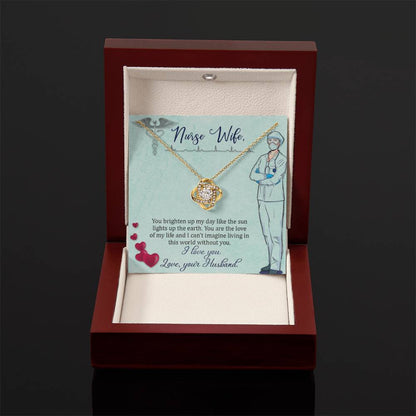 To my nurse wife Gift From Husband - Love Knot Necklace - Personalize Memories
