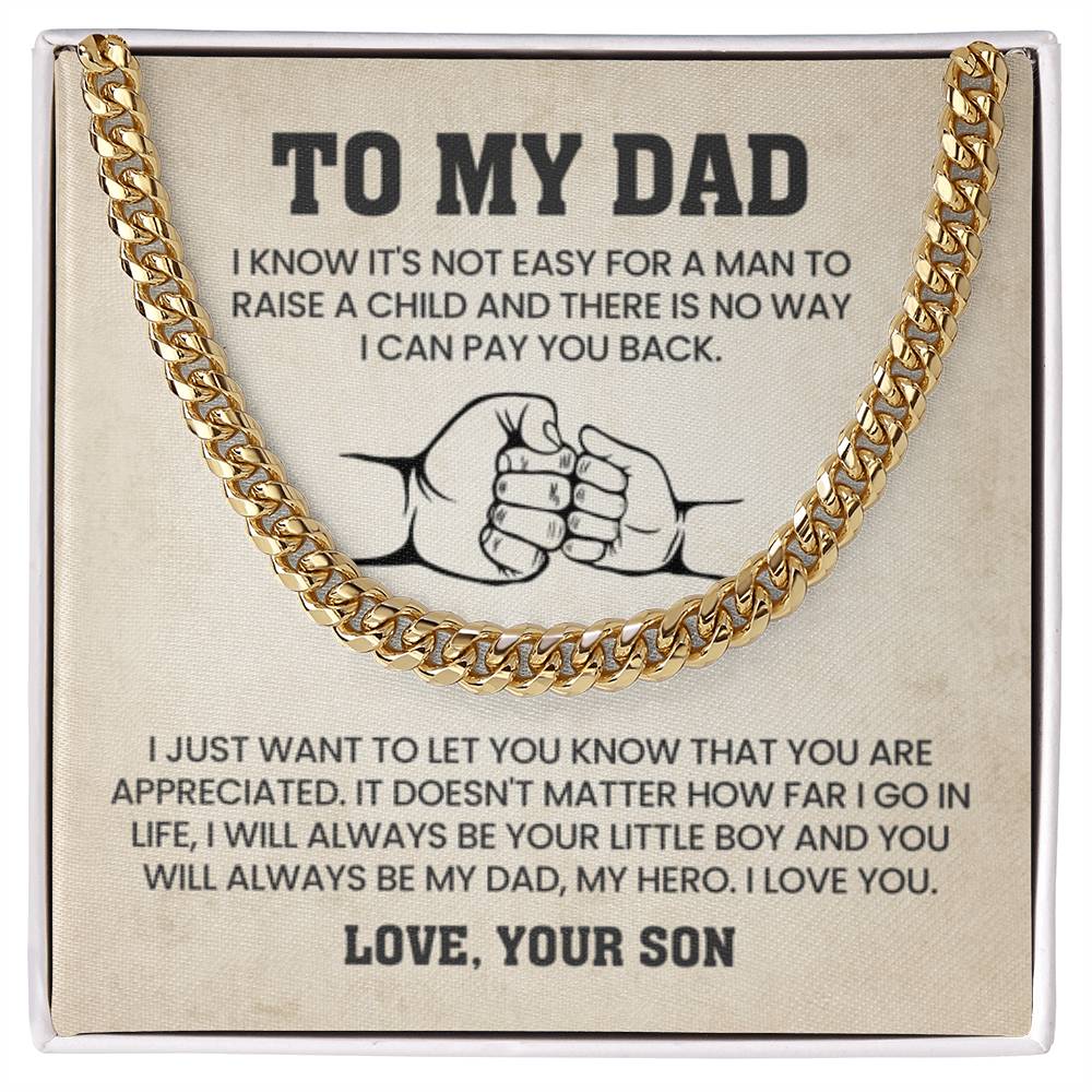 Gift for Dad from Son - Cuban Link Chain - Personalize Memories