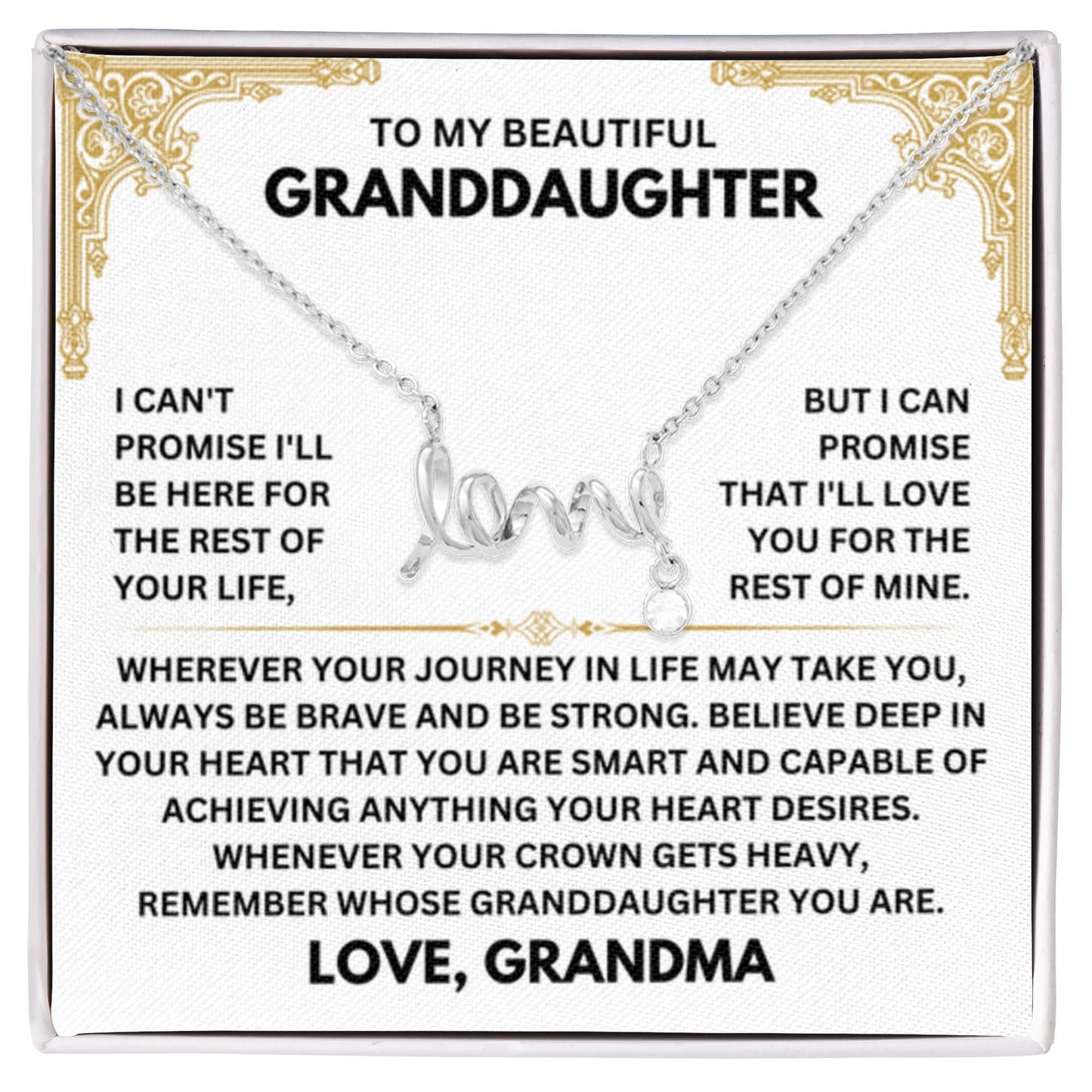 To My Granddaughter Necklace – Grandma Gift for Granddaughter Christmas Graduation – Scripted Love Necklace - Personalize Memories