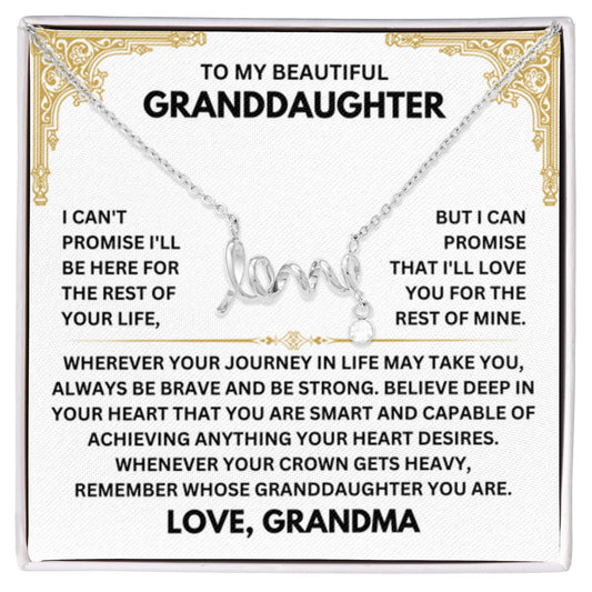 To My Granddaughter Necklace – Grandma Gift for Granddaughter Christmas Graduation – Scripted Love Necklace - Personalize Memories