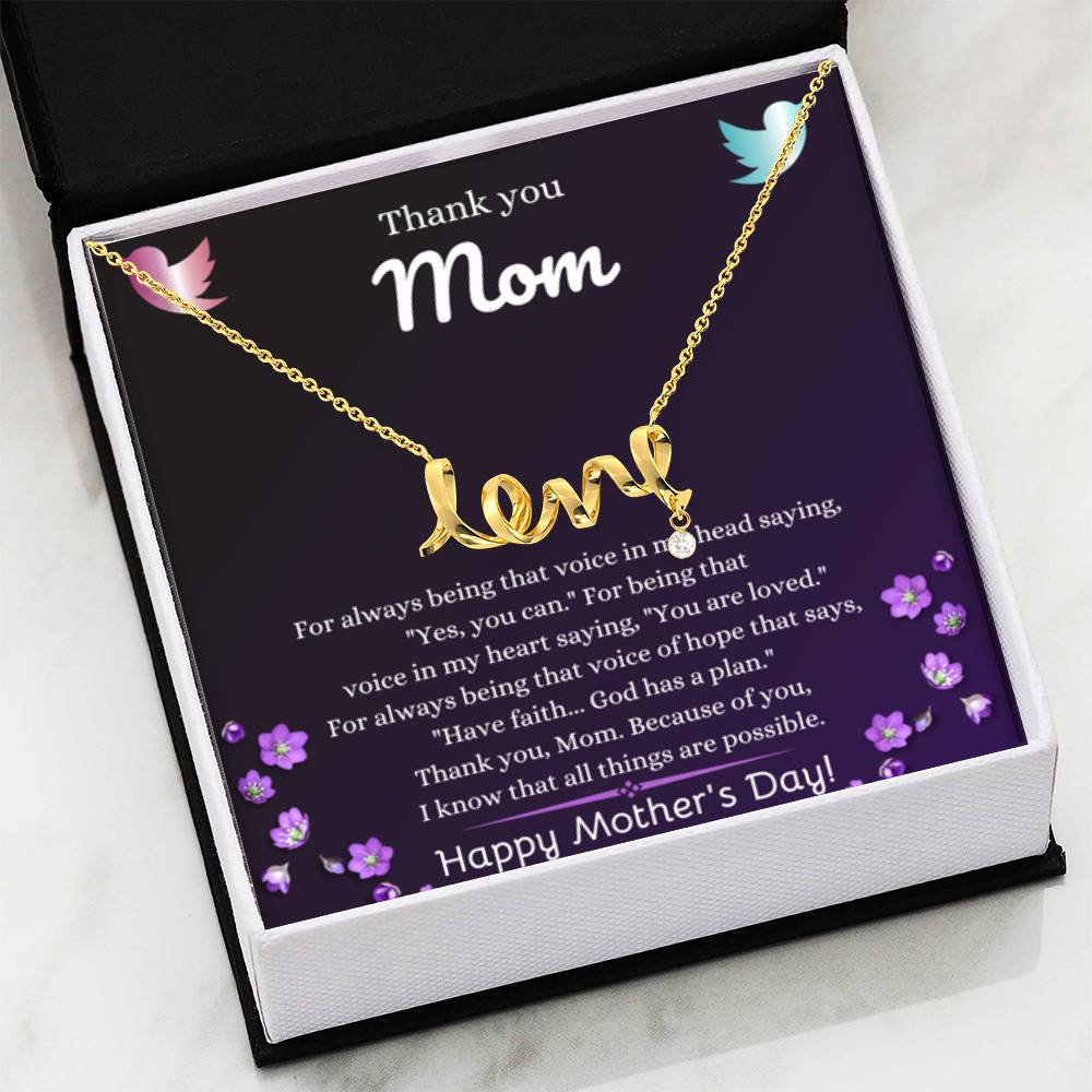 Mother's Day Present for Mom - Scripted Love Necklace - Personalize Memories