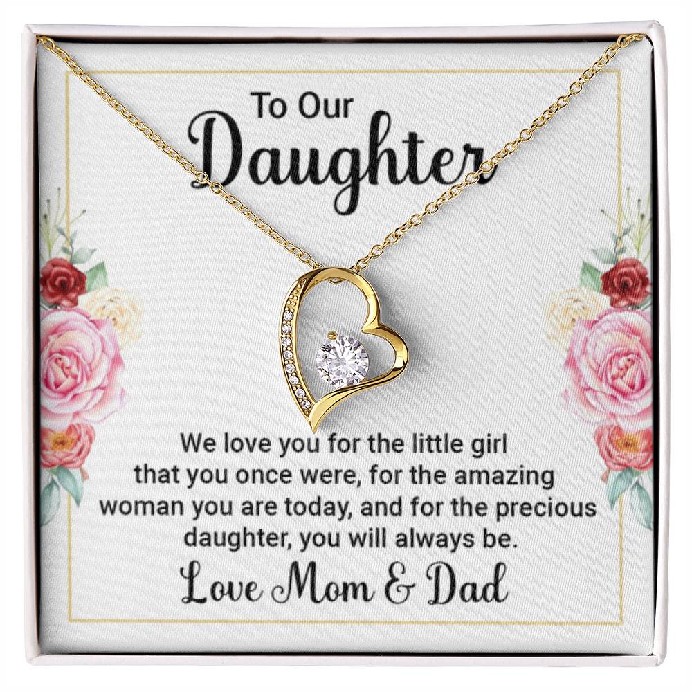 To Our Daughter Necklace – Daughter Graduation & Birthday Present from Mom and Dad – Forever Love Necklace - Personalize Memories