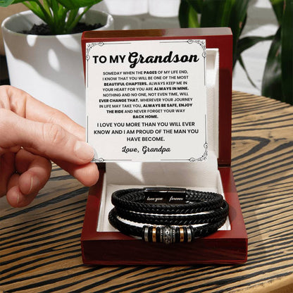 Gift for Grandson from Grandfather – Christmas, Graduation – Love You Forever Bracelet - Personalize Memories