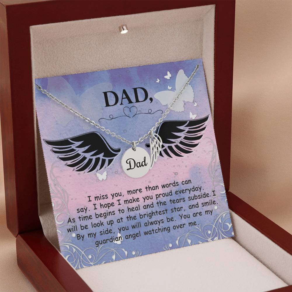 Angel Wing Dad Necklace Gift from Heaven - Father Sympathy Gift