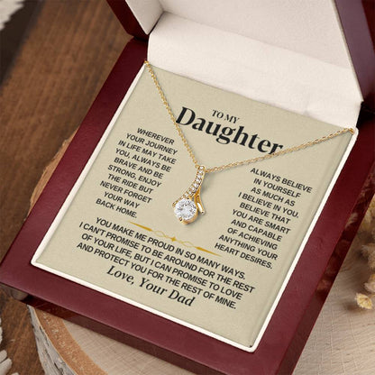 To My Daughter Necklace – Daughter Christmas Graduation Jewelry Gift from Dad – Alluring Beauty Necklace - Personalize Memories