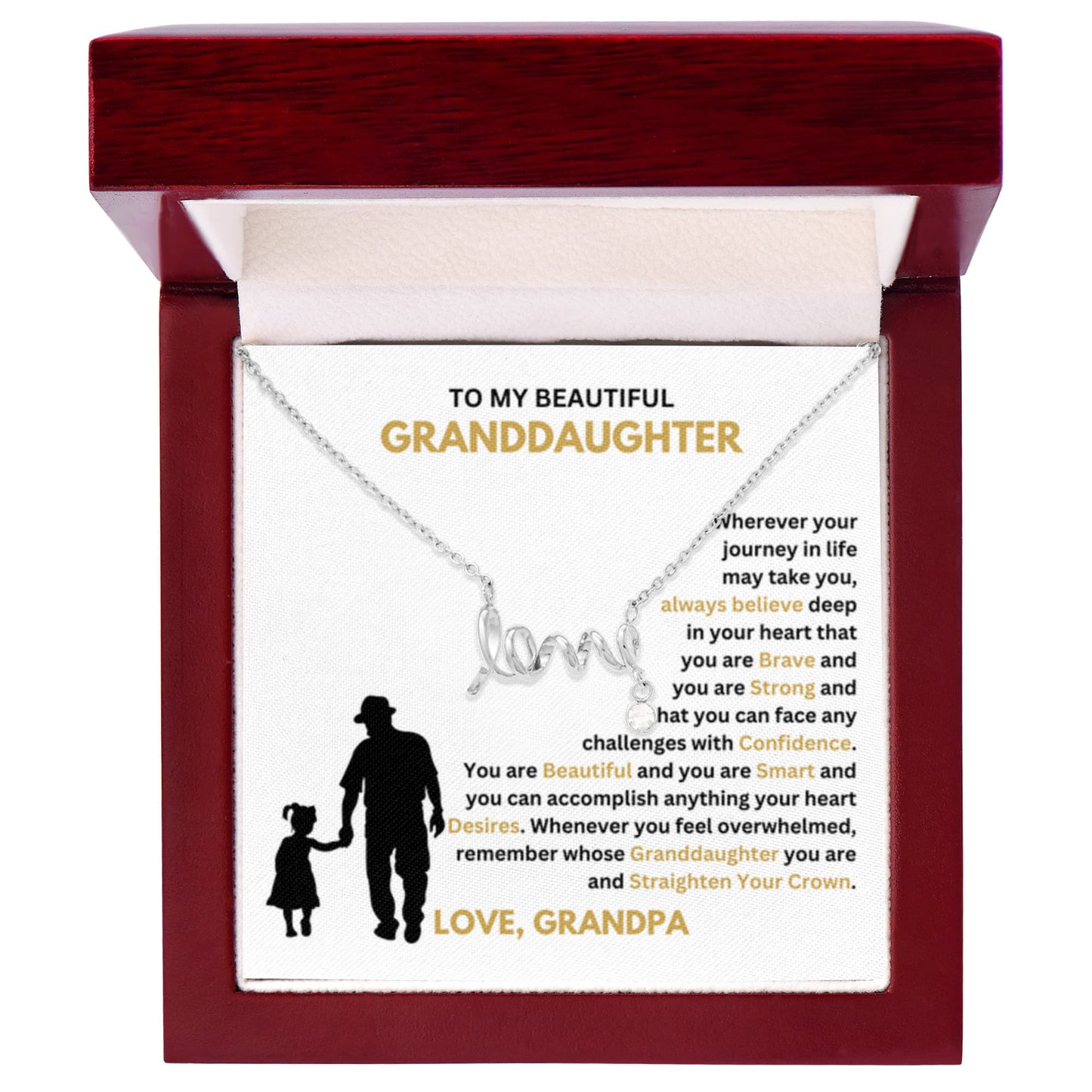To My Granddaughter Necklace – Holiday Gift for Granddaughter Graduation from Grandpa – Scripted Love Necklace - Personalize Memories