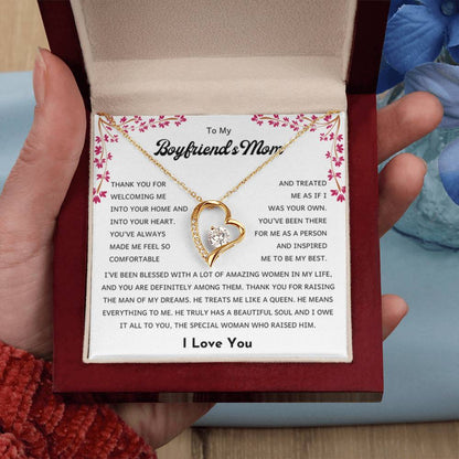 To My Boyfriend's Mom - Thank you welcoming me into your home - Forever Love Necklace - Unique Bf Mom Present - Personalize Memories