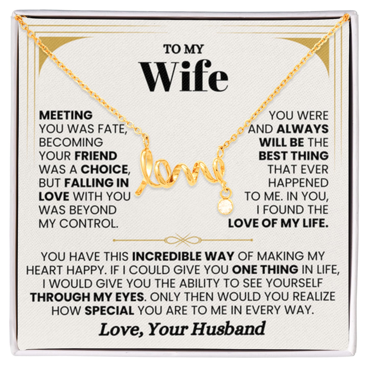 To My Wife Necklace - Sweet Love Gift from Husband - Scripted Love Necklace - Personalize Memories