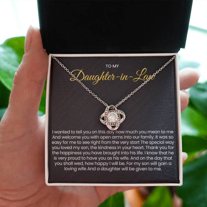 To My Daughter In Law - Gift for Daughter in Law - Love Knot Necklace - Personalize Memories