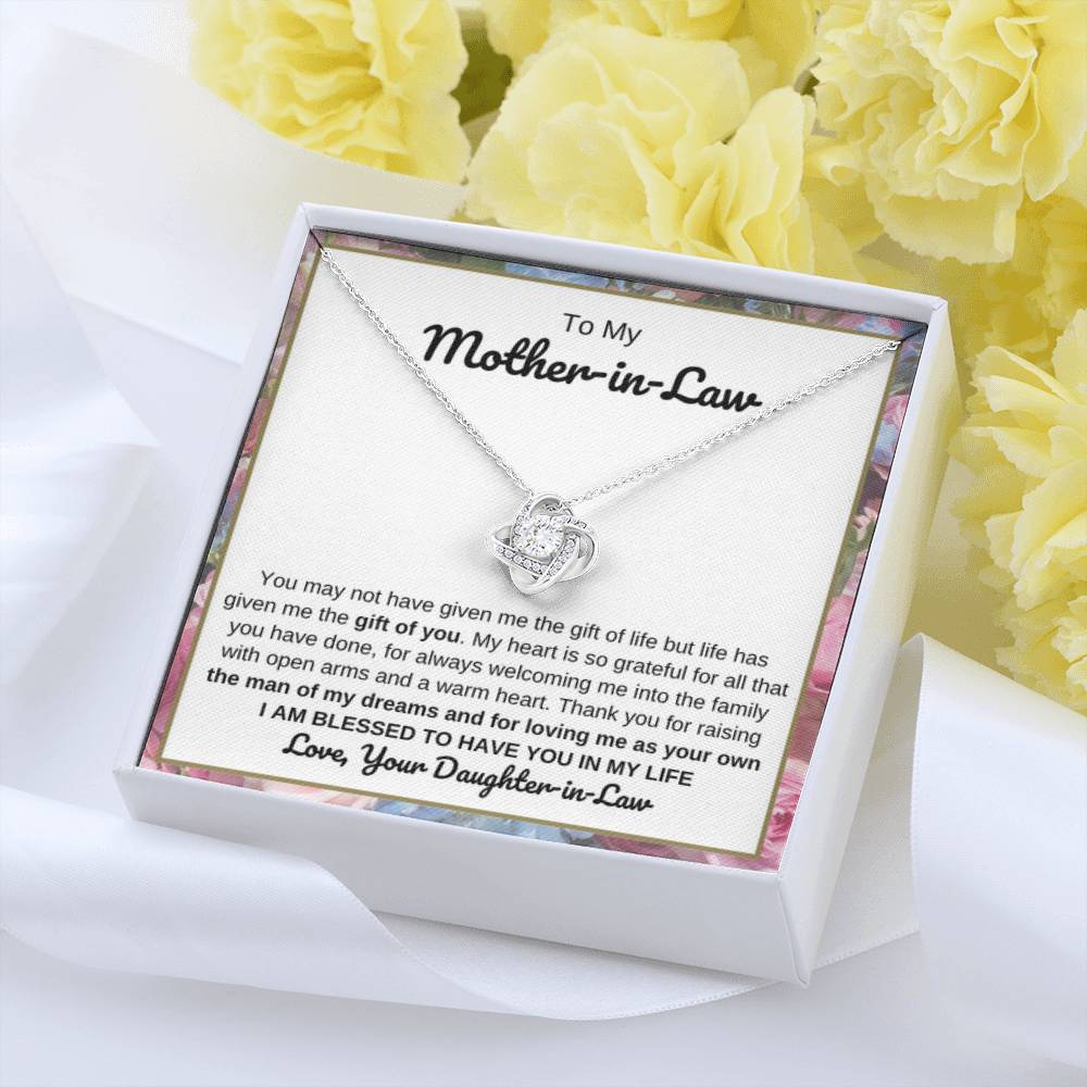 To My Mother In Law Gift from Daughter In Law - I am blessed to have you in my life - Love Knot Necklace - Personalize Memories