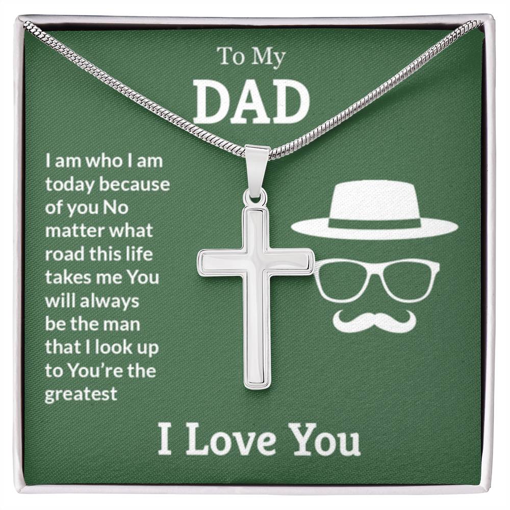 To My Dad Necklace - You're the greatest - Dad Gift from Kids - Artisan Cross Necklace - Personalize Memories
