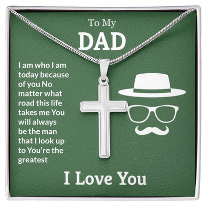 To My Dad Necklace - You're the greatest - Dad Gift from Kids - Artisan Cross Necklace - Personalize Memories