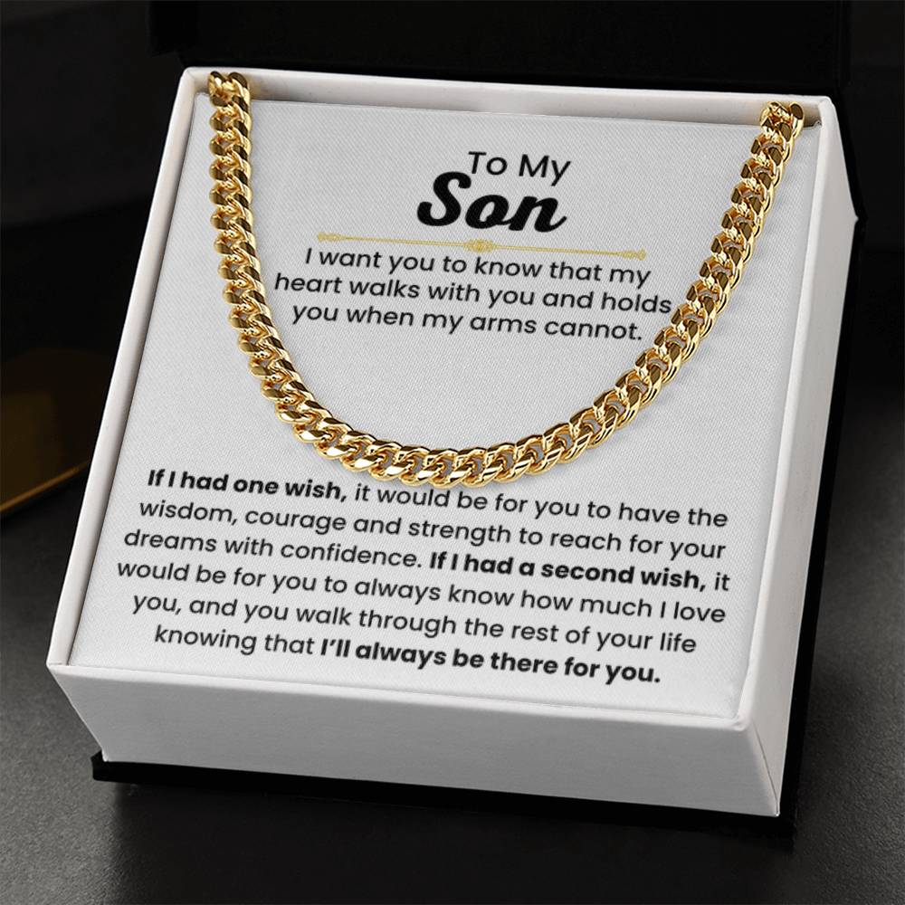 To My Son - If I had one wish - Cuban Link Chain - Gift for Son - Personalize Memories