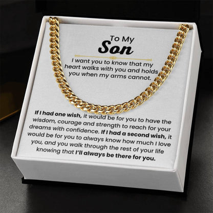To My Son - If I had one wish - Cuban Link Chain - Gift for Son - Personalize Memories