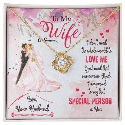 To My Wife Necklace - Loving Gift from Husband for Valentine’s Day, Birthday & Anniversary - Love Knot Necklace - Personalize Memories