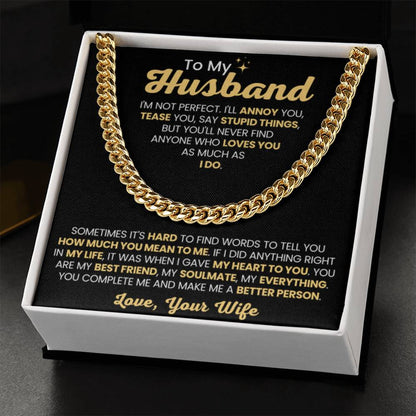 To My Amazing Husband - You're My Everything - Cuban Link Chain Gift from Wife to Husband - Personalize Memories