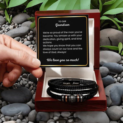 To Our Grandson – Holiday, Birthday, Graduation Gift – Love You Forever Bracelet - Personalize Memories