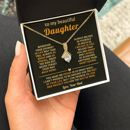 To My Daughter Necklace – Daughter Gift for Birthday Graduation Achievements – Alluring Beauty Necklace - Personalize Memories