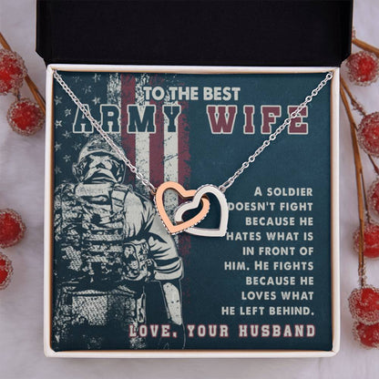 To The Best Army Wife Interlocking Hearts Necklace from Husband - Personalize Memories