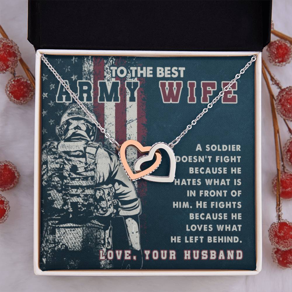 To The Best Army Wife Interlocking Hearts Necklace from Husband - Personalize Memories