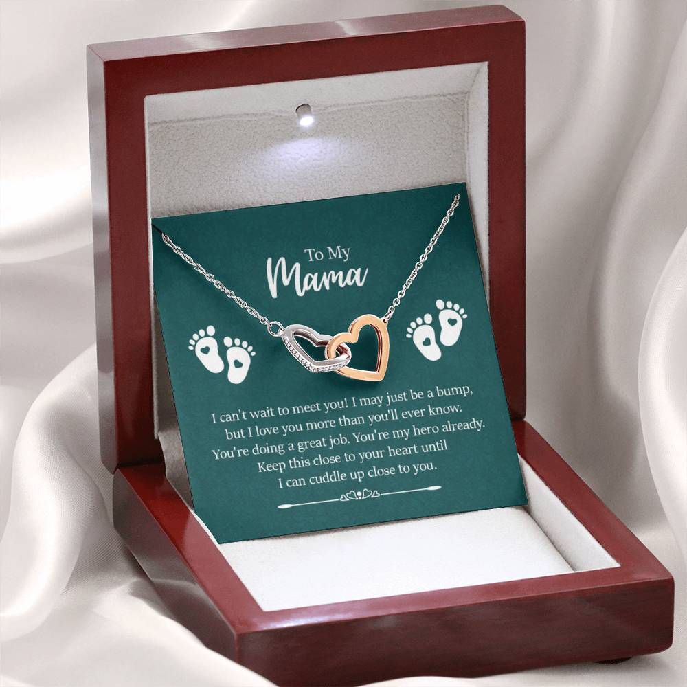 To My Mama - I can't wait to meet you - Interlocking Hearts Necklace - Gift for New Mom - Personalize Memories