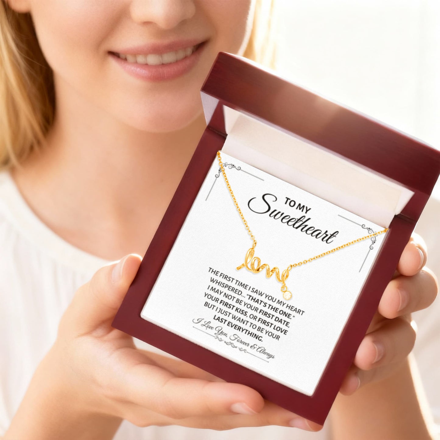 To My Sweetheart Necklace - Gift for Love on Valentine’s Day & Special Days - Scripted Love Necklace - Personalize Memories