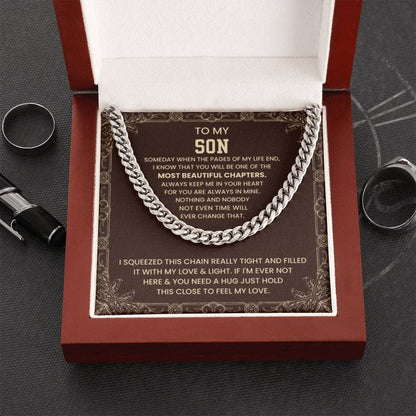 To My Son Necklace - Just hold the close to feel my love - Cuban Link Chain - Personalize Memories
