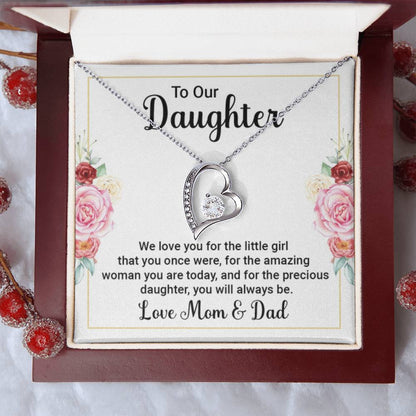 To Our Daughter Necklace – Daughter Graduation & Birthday Present from Mom and Dad – Forever Love Necklace - Personalize Memories