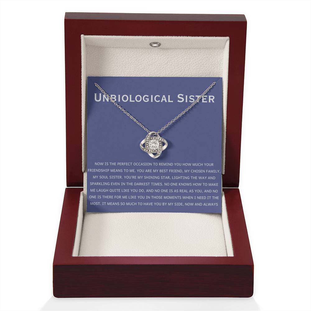 Unbiological Sister Necklace - Gift for Bonus Sister - Love Knot Necklace - Personalize Memories