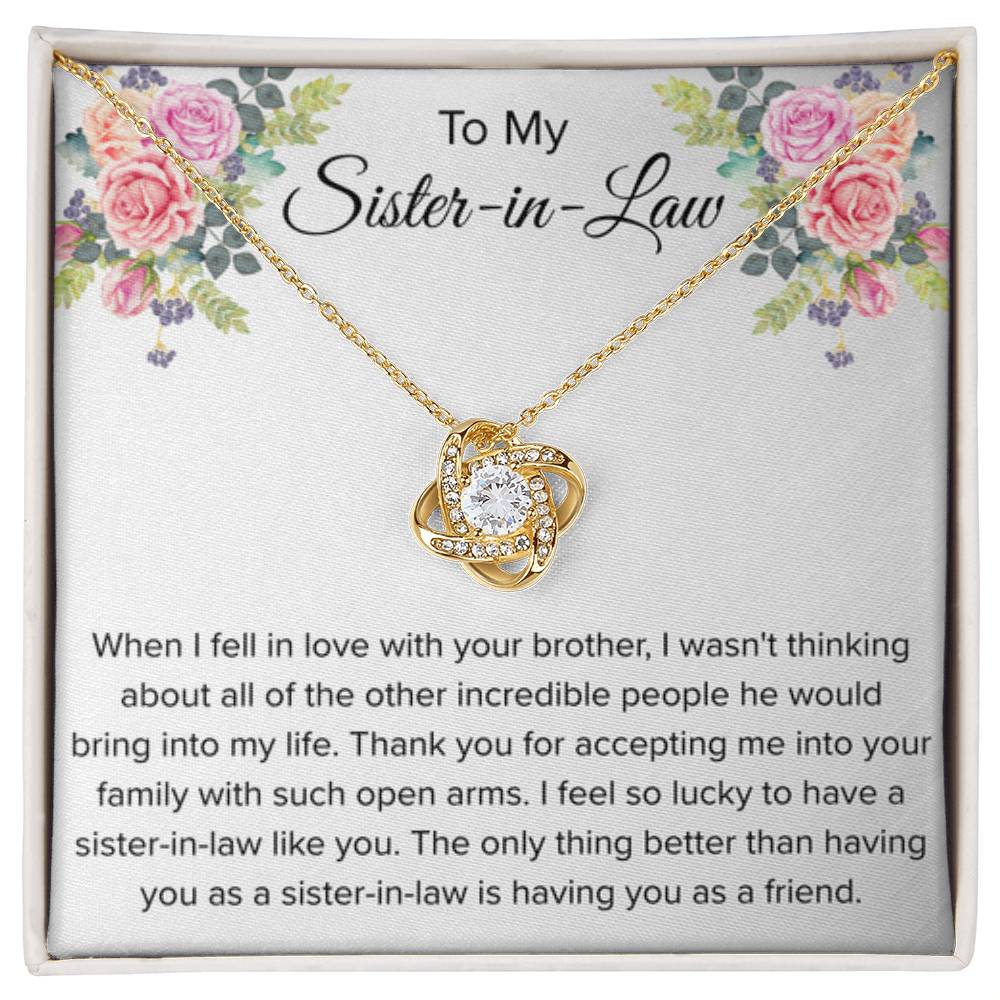 To My Sister In Law Necklace - Gift for Bonus Sister - Love Knot Necklace - Personalize Memories