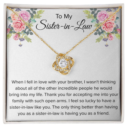 To My Sister In Law Necklace - Gift for Bonus Sister - Love Knot Necklace - Personalize Memories