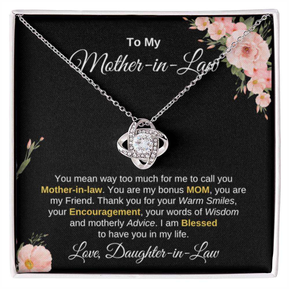 Mother In Law Gift from Daughter In Law - I am blessed to have you in my life - Love Knot Necklace - Personalize Memories
