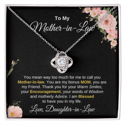 Mother In Law Gift from Daughter In Law - I am blessed to have you in my life - Love Knot Necklace - Personalize Memories