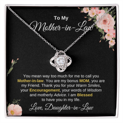 Mother In Law Gift from Daughter In Law - I am blessed to have you in my life - Love Knot Necklace - Personalize Memories