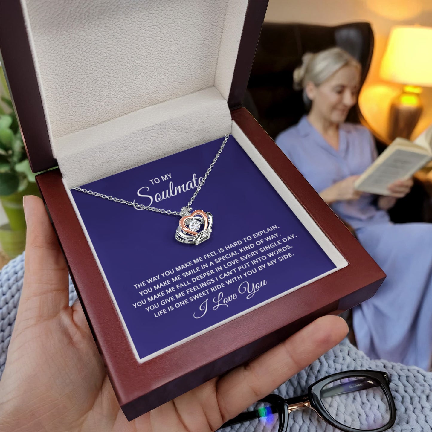 To My Soulmate Necklace - Long Distance Soulmate Gift for Valentine’s Day & Special Days - Crown Pendant Necklace - Personalize Memories