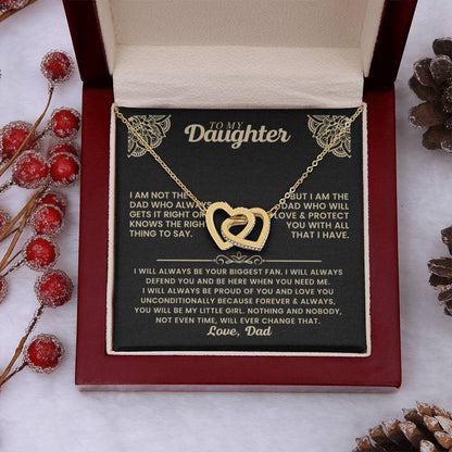 To My Daughter Necklace - Father to Daughter Gift for Graduation, Birthday & Big Life Moments - Interlocking Hearts Necklace - Personalize Memories