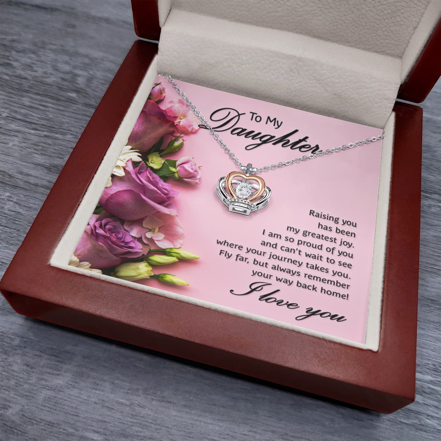 To My Daughter Necklace – Mother Daughter Jewelry Gift – Crown Pendant Necklace - Personalize Memories