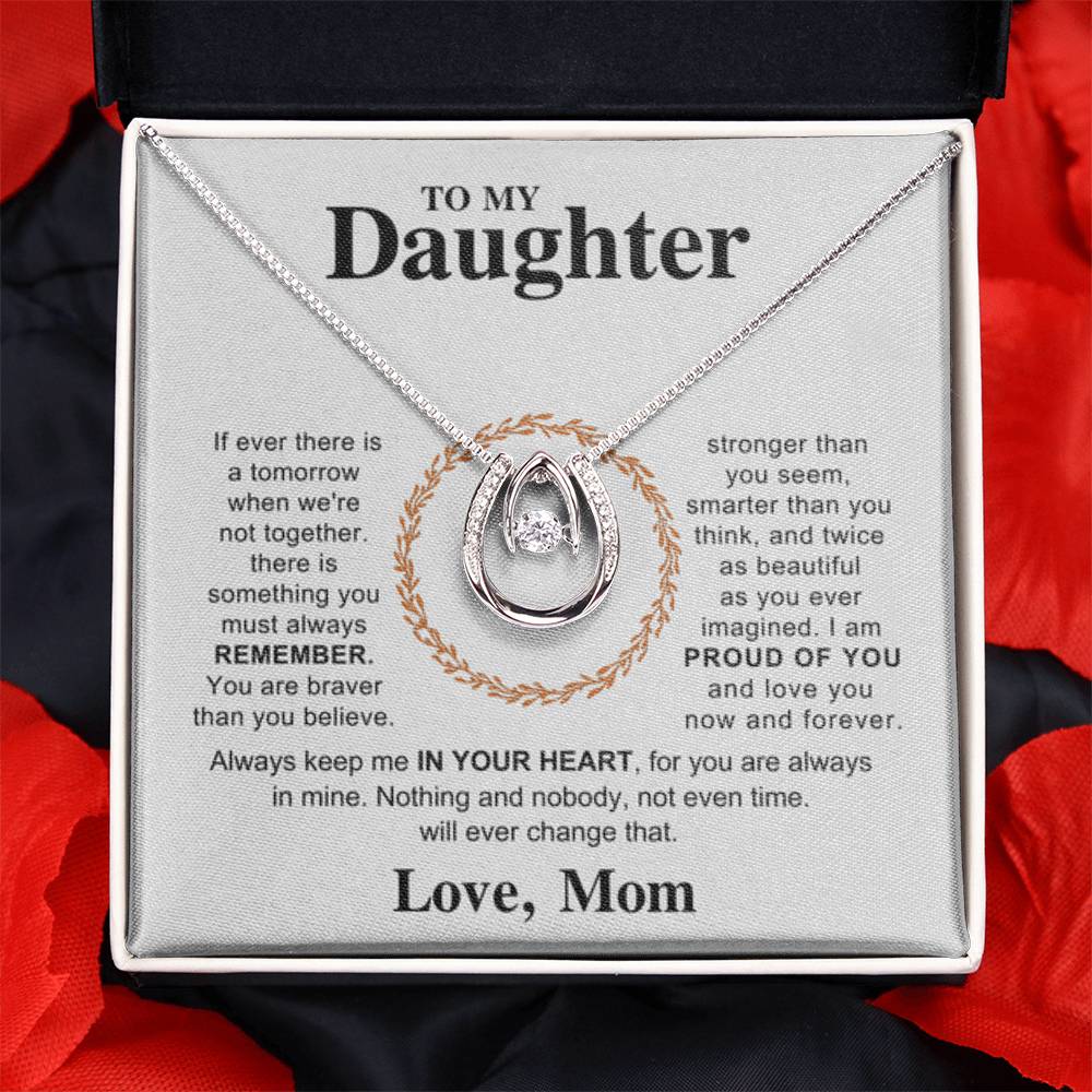 To My Daughter Necklace – Holiday Gift for Daughter Graduation from Mom – Lucky In Love Necklace - Personalize Memories