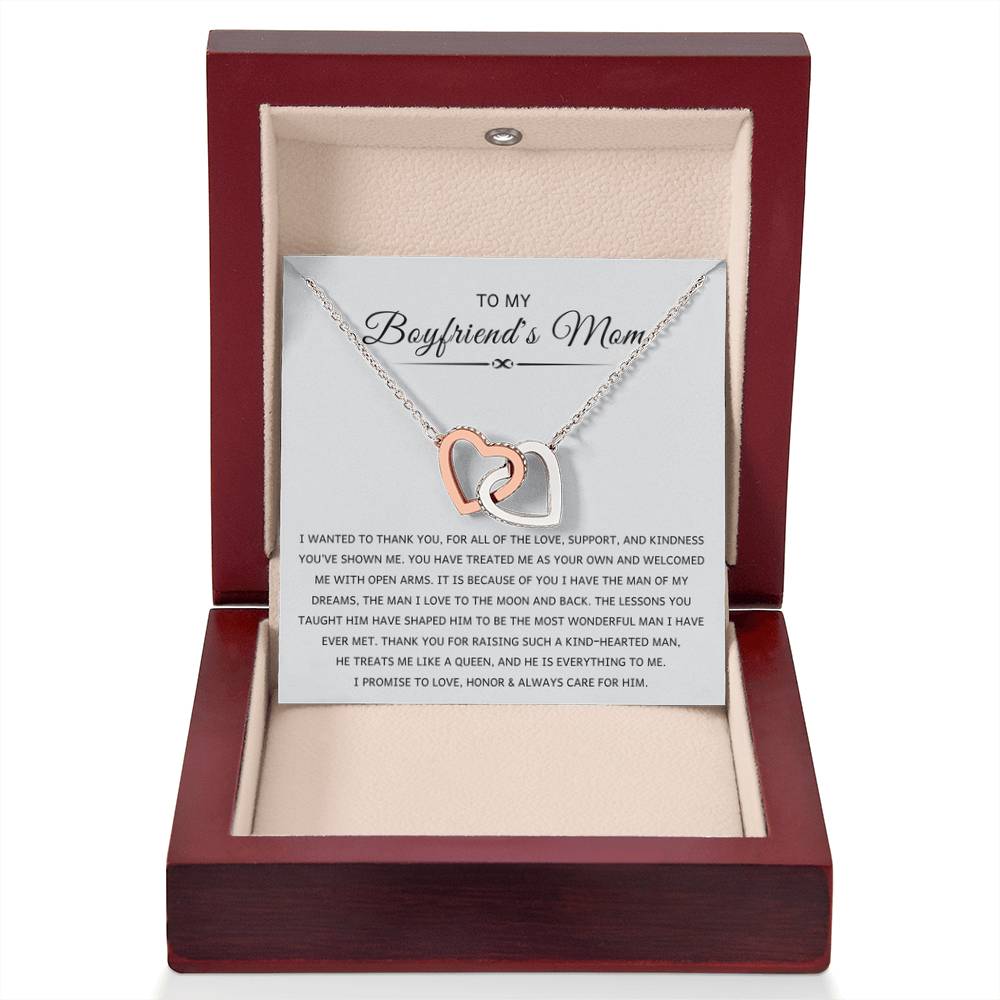 To My Boyfriend's Mom - I wanted to thank you - Interlocking Hearts Necklace - Best Gift for Boyfriend's Mom - Personalize Memories