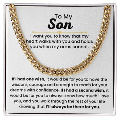 To My Son - If I had one wish - Cuban Link Chain - Gift for Son - Personalize Memories