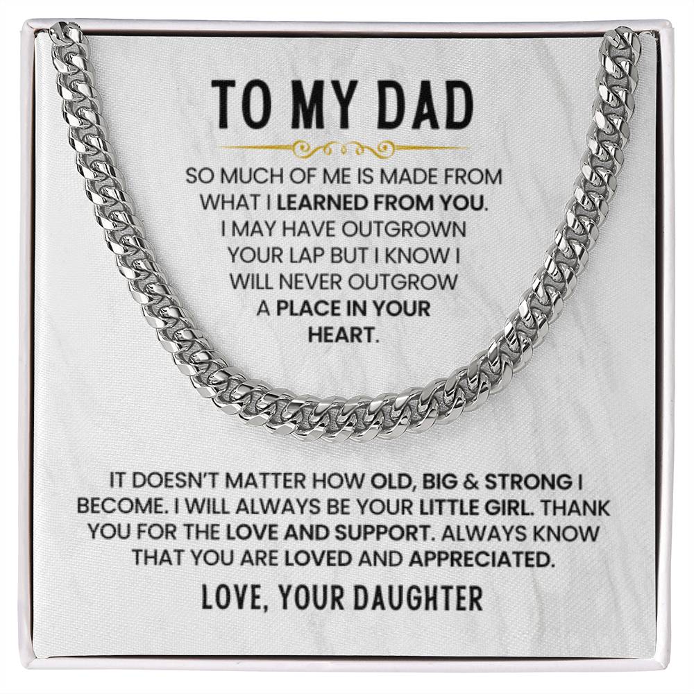 Dad Gift from Daughter - I Will Always Be Your Little Girl - Cuban Link Chain - Personalize Memories