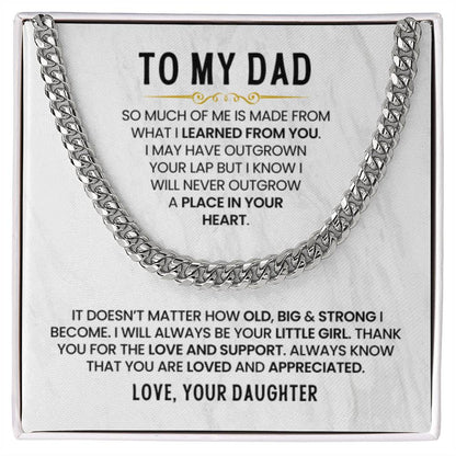 Dad Gift from Daughter - I Will Always Be Your Little Girl - Cuban Link Chain - Personalize Memories