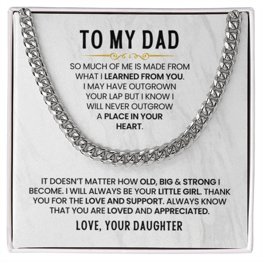 Dad Gift from Daughter - I Will Always Be Your Little Girl - Cuban Link Chain - Personalize Memories