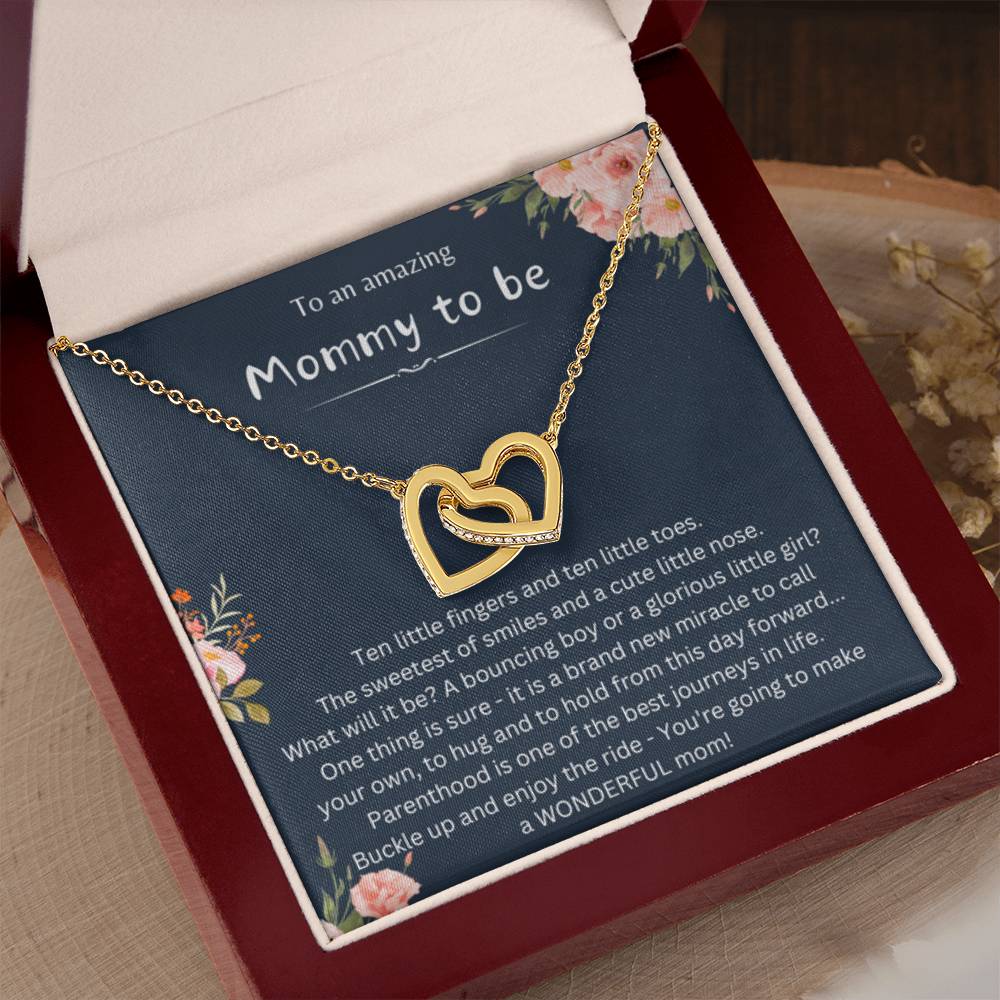 Heartfelt Gift for Mommy To Be - Interlocking Hearts Necklace - Personalize Memories